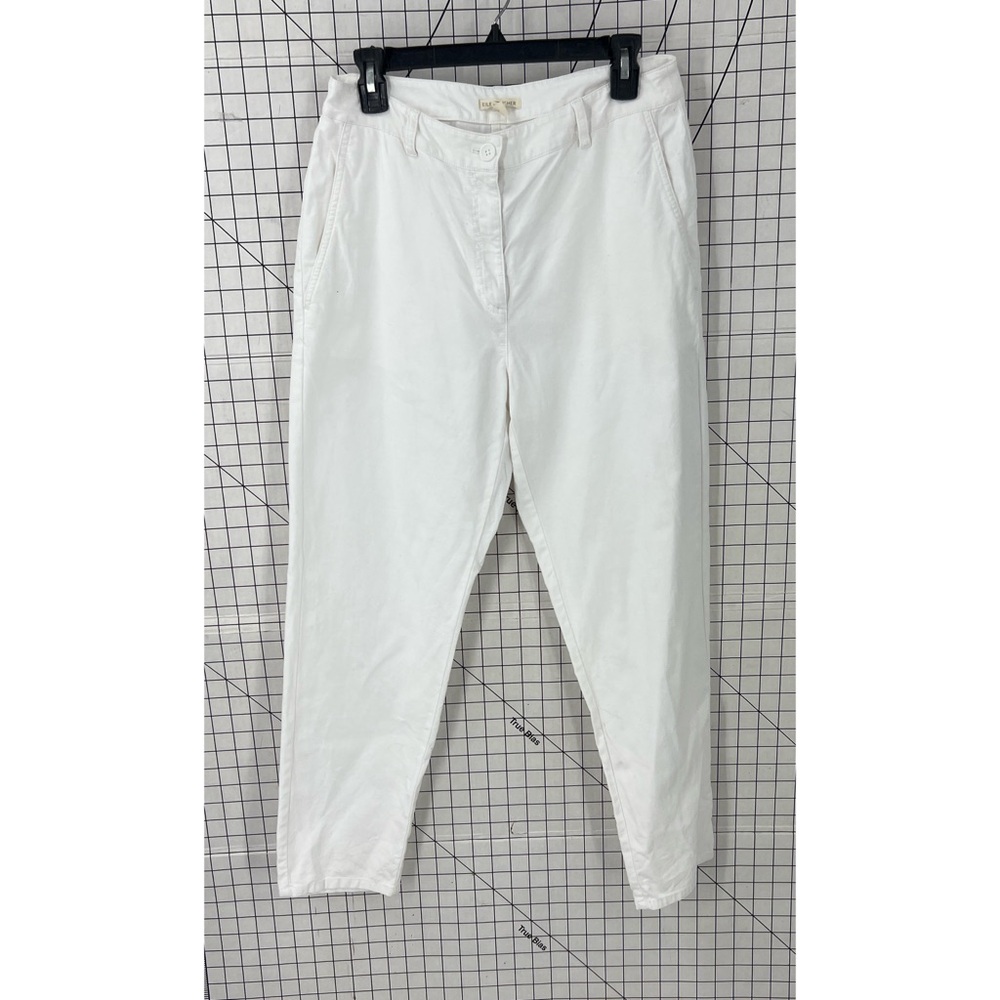 Eileen Fisher White Tapered Ankle Pants Organic Cotton Hemp w/Pockets 8